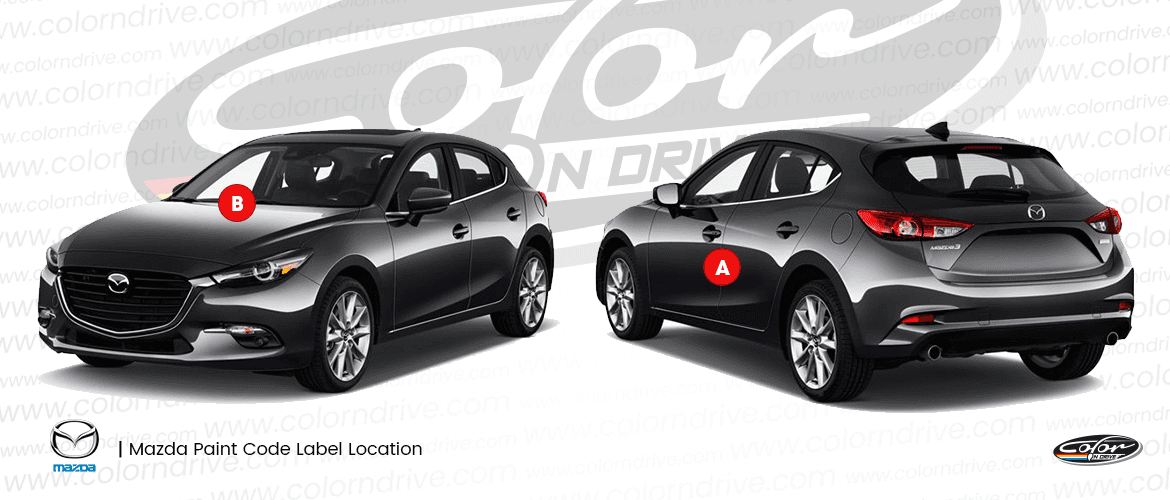 MAZDA paint code label location diagram